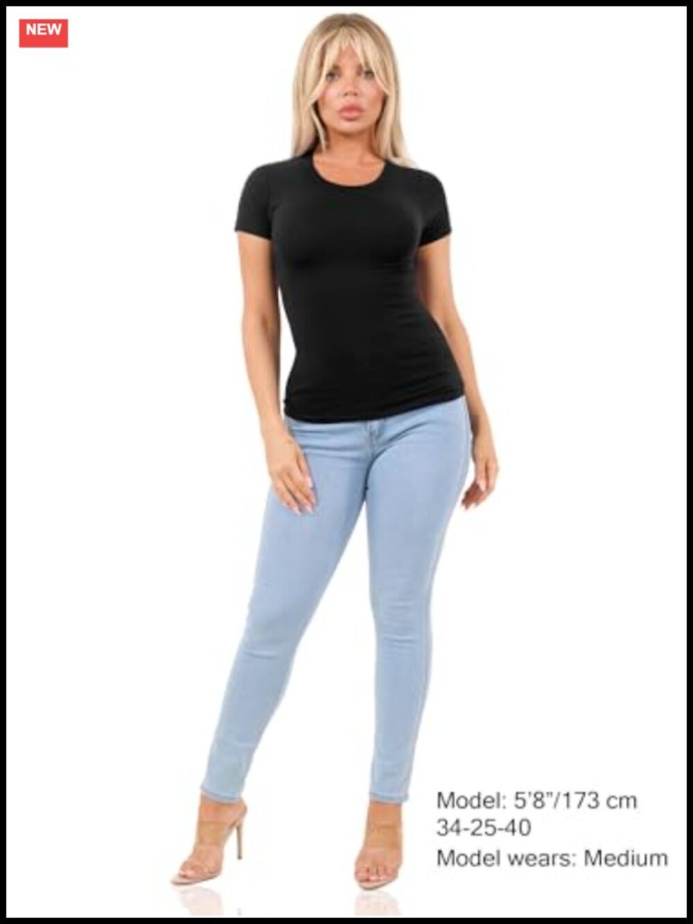 Women's Cotton Crew Neck Fitted T-Shirt Short Sleeve Tee - Picture 6 of 6